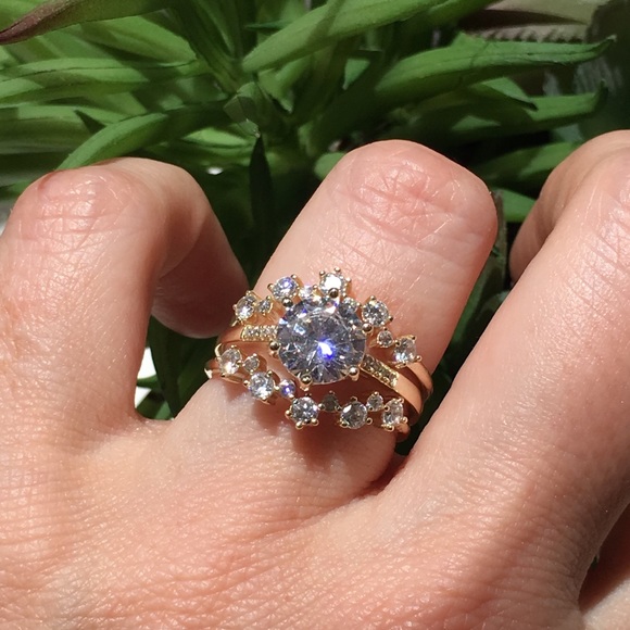 ❌ SOLD ❌ 14k yellow gold 3 ring set diamond - Picture 3 of 8